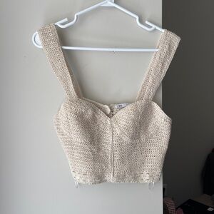 Zara Crochet Cropped Top Cream Medium